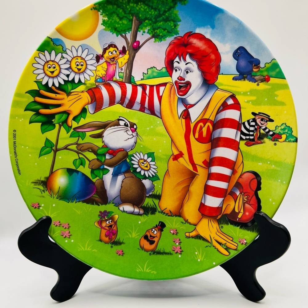 2001 McDonald’s Ronald McDonald Easter Plate Vintage Bunny Scene (2)